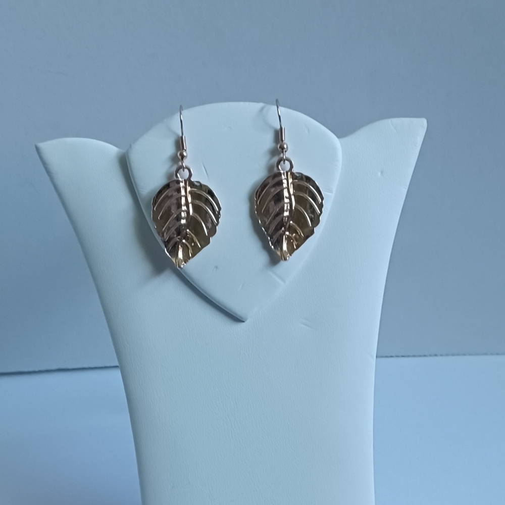Rose gold leaf earrings